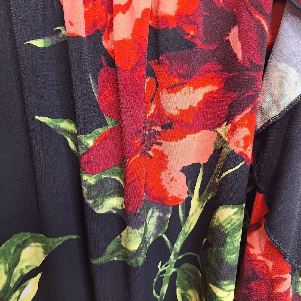 Chris & Carol Plus Womens Size 3X Cold Shoulder Tunic Dress Black Floral‎ Knit - Picture 13 of 15